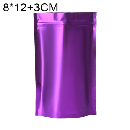 100 PCS/Set Matte Aluminum Foil Snack Stand-up Pouch, Size:8x12+3cm(Purple)-garmade.com
