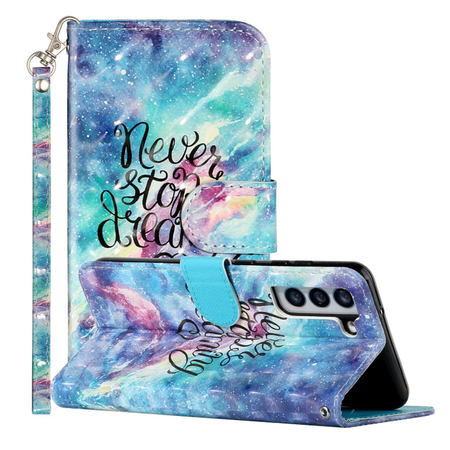 For Samsung Galaxy S22 5G 3D Pattern Horizontal Flip PU Leather Phone Case(Blue Starry Sky)-garmade.com