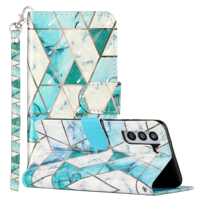 For Samsung Galaxy S22 5G 3D Pattern Horizontal Flip PU Leather Phone Case(Marble)-garmade.com