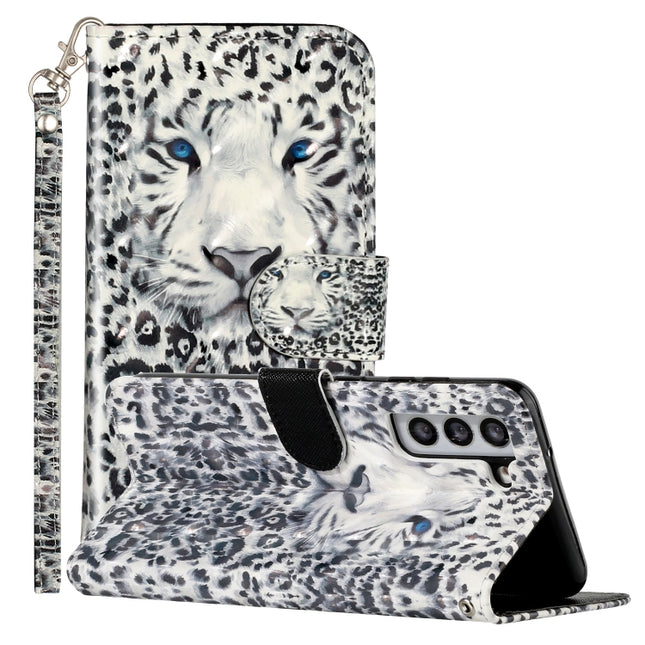 For Samsung Galaxy S22 5G 3D Pattern Horizontal Flip PU Leather Phone Case(Leopard)-garmade.com