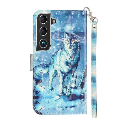 For Samsung Galaxy S22+ 5G 3D Pattern Horizontal Flip PU Leather Phone Case(Snow Wolf)-garmade.com