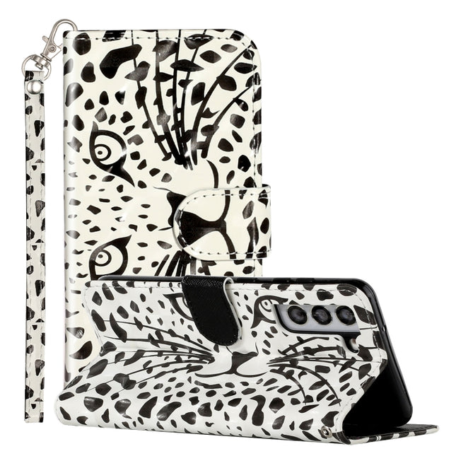 For Samsung Galaxy S22+ 5G 3D Pattern Horizontal Flip PU Leather Phone Case(Yellow Leopard)-garmade.com
