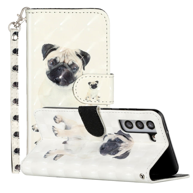 For Samsung Galaxy S22+ 5G 3D Pattern Horizontal Flip PU Leather Phone Case(Pug)-garmade.com