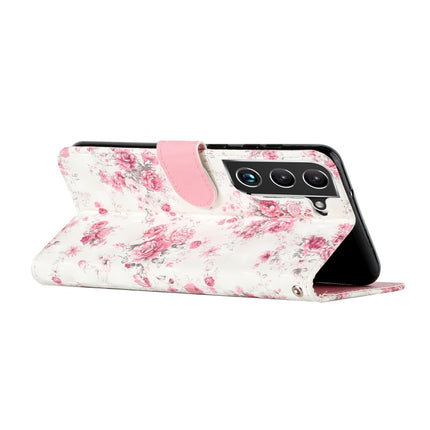 For Samsung Galaxy S22+ 5G 3D Pattern Horizontal Flip PU Leather Phone Case(Rose Flower)-garmade.com