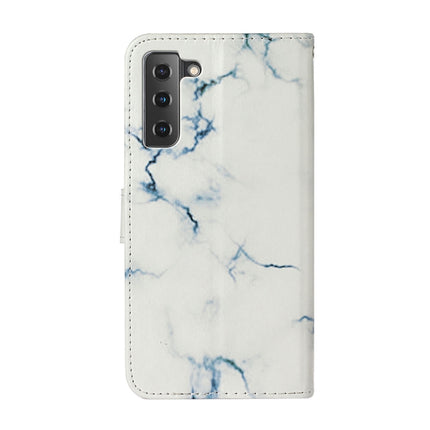 For Samsung Galaxy S22 5G Colored Drawing Marble Pattern PU Leather Phone Case(White Marble)-garmade.com