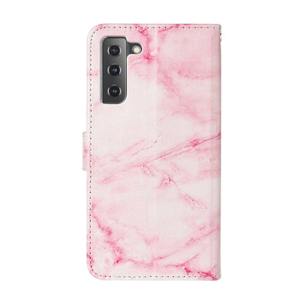For Samsung Galaxy S22 5G Colored Drawing Marble Pattern PU Leather Phone Case(Pink Marble)-garmade.com