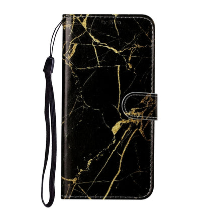 For Samsung Galaxy S22+ 5G Colored Drawing Marble Pattern PU Leather Phone Case(Black Gold Marble)-garmade.com