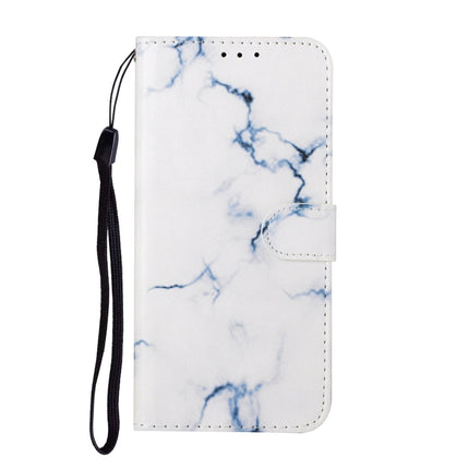 For Samsung Galaxy S22+ 5G Colored Drawing Marble Pattern PU Leather Phone Case(White Marble)-garmade.com