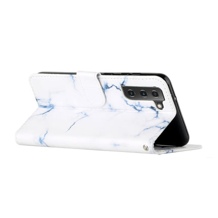 For Samsung Galaxy S22+ 5G Colored Drawing Marble Pattern PU Leather Phone Case(White Marble)-garmade.com