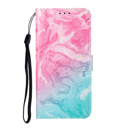 For Samsung Galaxy S22+ 5G Colored Drawing Marble Pattern PU Leather Phone Case(Pink Green Marble)-garmade.com