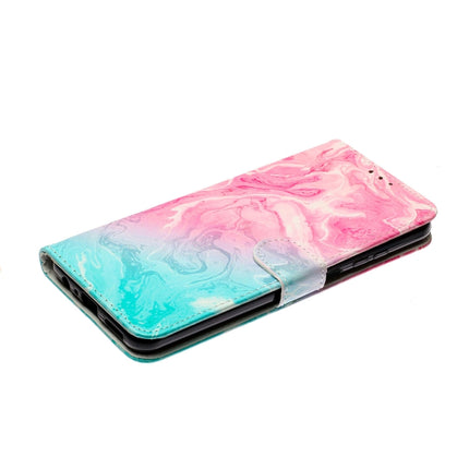 For Samsung Galaxy S22+ 5G Colored Drawing Marble Pattern PU Leather Phone Case(Pink Green Marble)-garmade.com