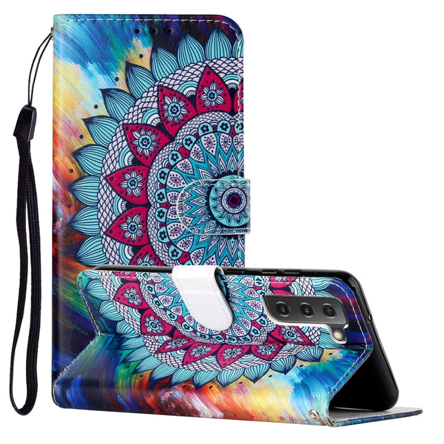 For Samsung Galaxy S22 5G Oil Embossed Pattern PU Leather Phone Case(Half Sunflower)-garmade.com