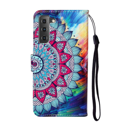 For Samsung Galaxy S22 5G Oil Embossed Pattern PU Leather Phone Case(Half Sunflower)-garmade.com