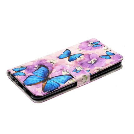 For Samsung Galaxy S22 5G Oil Embossed Pattern PU Leather Phone Case(Purple Flower Butterfly)-garmade.com