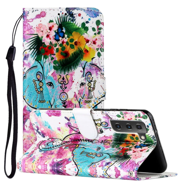 For Samsung Galaxy S22+ 5G Oil Embossed Pattern PU Leather Phone Case(Elephant)-garmade.com