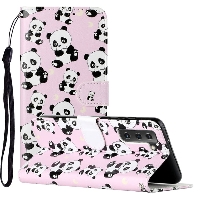 For Samsung Galaxy S22+ 5G Oil Embossed Pattern PU Leather Phone Case(Pandas)-garmade.com
