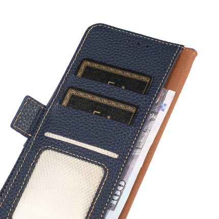 For Samsung Galaxy S22 5G KHAZNEH Side-Magnetic Litchi Genuine Leather RFID Phone Case(Blue)-garmade.com