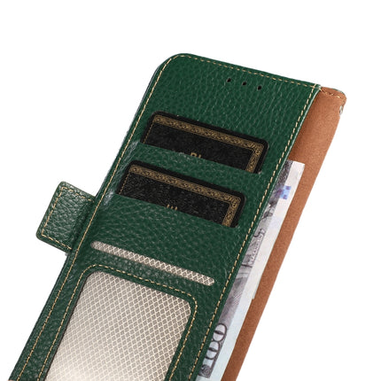 For Samsung Galaxy S22 5G KHAZNEH Side-Magnetic Litchi Genuine Leather RFID Phone Case(Green)-garmade.com