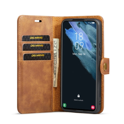 For Samsung Galaxy S22 5G DG.MING Crazy Horse Texture Detachable Magnetic Leather Phone Case(Brown)-garmade.com