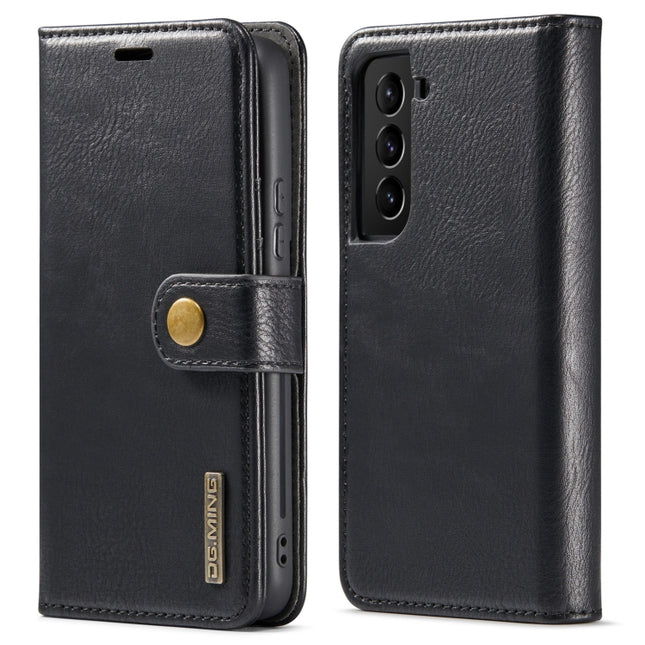 For Samsung Galaxy S22+ 5G DG.MING Crazy Horse Texture Detachable Magnetic Leather Phone Case(Black)-garmade.com