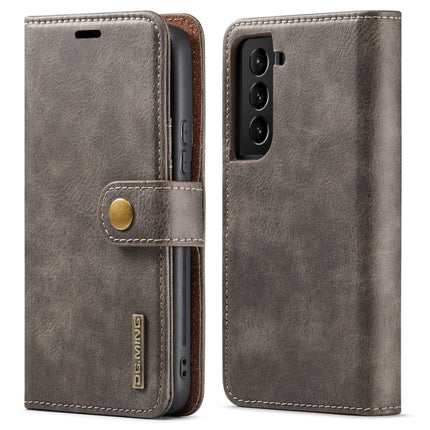 For Samsung Galaxy S22+ 5G DG.MING Crazy Horse Texture Detachable Magnetic Leather Phone Case(Grey)-garmade.com
