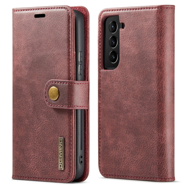 For Samsung Galaxy S22+ 5G DG.MING Crazy Horse Texture Detachable Magnetic Leather Phone Case(Red)-garmade.com