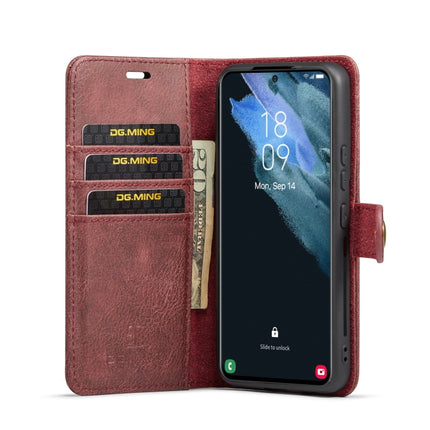 For Samsung Galaxy S22+ 5G DG.MING Crazy Horse Texture Detachable Magnetic Leather Phone Case(Red)-garmade.com