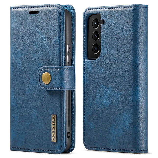 For Samsung Galaxy S22+ 5G DG.MING Crazy Horse Texture Detachable Magnetic Leather Phone Case(Blue)-garmade.com