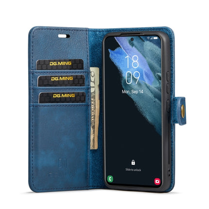 For Samsung Galaxy S22+ 5G DG.MING Crazy Horse Texture Detachable Magnetic Leather Phone Case(Blue)-garmade.com