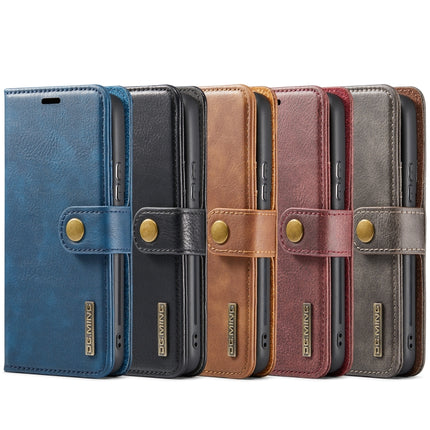 For Samsung Galaxy S22+ 5G DG.MING Crazy Horse Texture Detachable Magnetic Leather Phone Case(Grey)-garmade.com