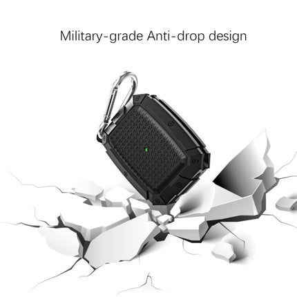 For AirPods Pro Shield Armor Waterproof Wireless Earphone Protective Case with Carabiner(Black)-garmade.com