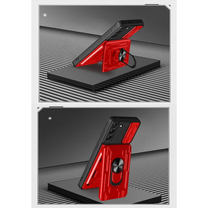 For Samsung Galaxy S22+ 5G Sliding Camshield Card Phone Case(White)-garmade.com