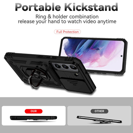 For Samsung Galaxy S22 5G Sliding Camshield Holder Phone Case(Black)-garmade.com