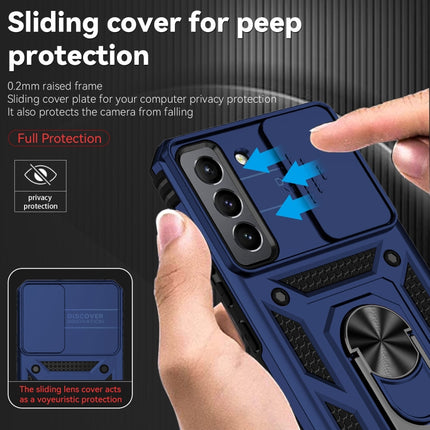 For Samsung Galaxy S22 5G Sliding Camshield Holder Phone Case(Blue)-garmade.com