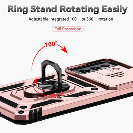 For Samsung Galaxy S22 5G Sliding Camshield Holder Phone Case(Rose Gold)-garmade.com