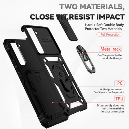 For Samsung Galaxy S22+ 5G Sliding Camshield Holder Phone Case(Black)-garmade.com