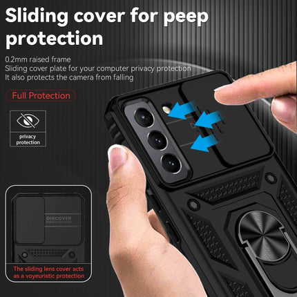 For Samsung Galaxy S22+ 5G Sliding Camshield Holder Phone Case(Black)-garmade.com