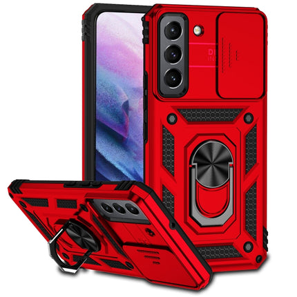 For Samsung Galaxy S22+ 5G Sliding Camshield Holder Phone Case(Red)-garmade.com