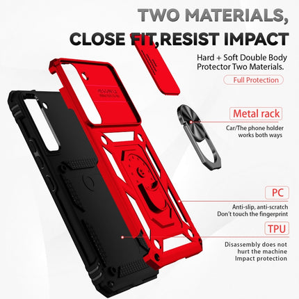 For Samsung Galaxy S22+ 5G Sliding Camshield Holder Phone Case(Red)-garmade.com