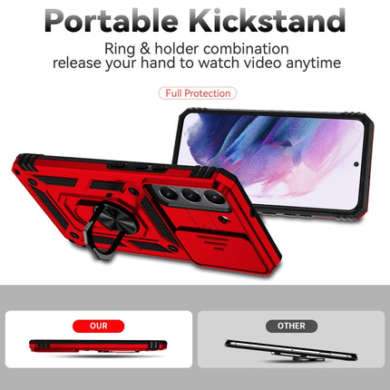 For Samsung Galaxy S22+ 5G Sliding Camshield Holder Phone Case(Red)-garmade.com