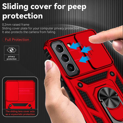 For Samsung Galaxy S22+ 5G Sliding Camshield Holder Phone Case(Red)-garmade.com