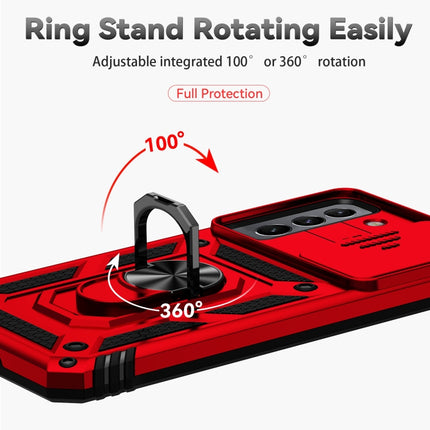 For Samsung Galaxy S22+ 5G Sliding Camshield Holder Phone Case(Red)-garmade.com