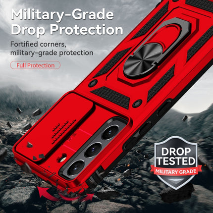 For Samsung Galaxy S22+ 5G Sliding Camshield Holder Phone Case(Red)-garmade.com