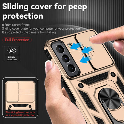 For Samsung Galaxy S22+ 5G Sliding Camshield Holder Phone Case(Gold)-garmade.com