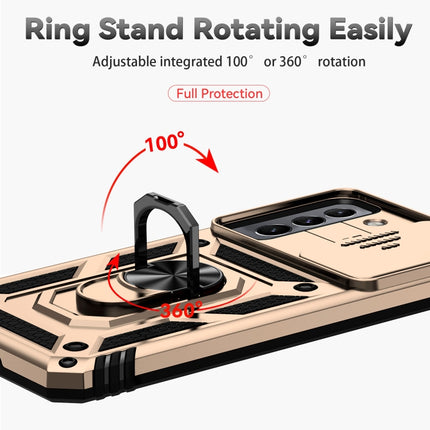 For Samsung Galaxy S22+ 5G Sliding Camshield Holder Phone Case(Gold)-garmade.com