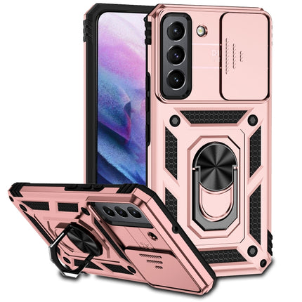 For Samsung Galaxy S22+ 5G Sliding Camshield Holder Phone Case(Rose Gold)-garmade.com