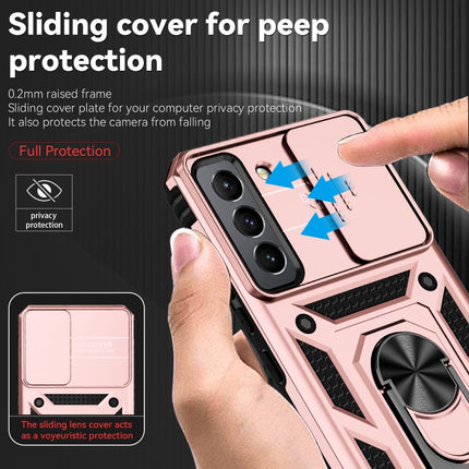 For Samsung Galaxy S22+ 5G Sliding Camshield Holder Phone Case(Rose Gold)-garmade.com