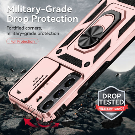 For Samsung Galaxy S22+ 5G Sliding Camshield Holder Phone Case(Rose Gold)-garmade.com