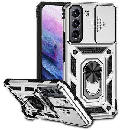 For Samsung Galaxy S22+ 5G Sliding Camshield Holder Phone Case(Silver)-garmade.com