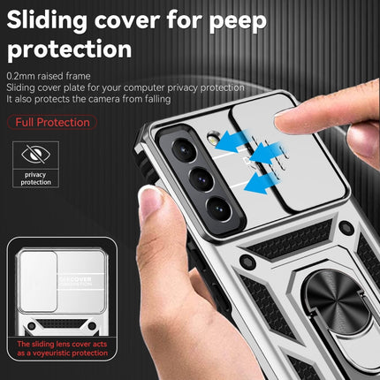 For Samsung Galaxy S22+ 5G Sliding Camshield Holder Phone Case(Silver)-garmade.com